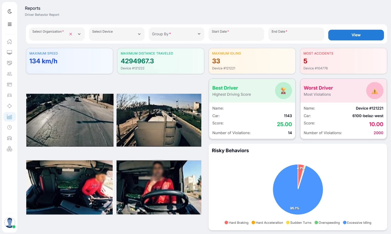 Driver safety score dashboard